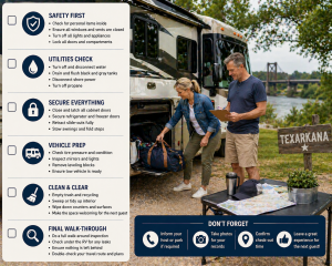RV departure checklist Texarkana