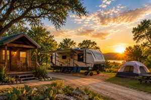 cabin vs rv vs tent texas summer in texarkana