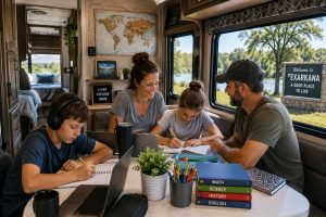 full-time RV family back to school in Texarkana